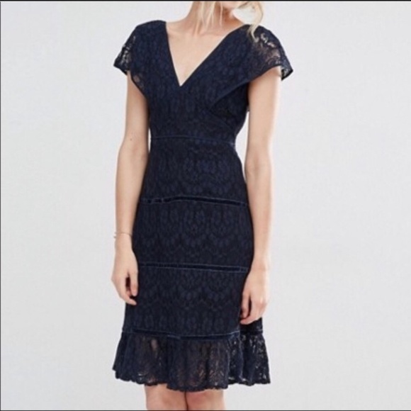 ANTHROPOLOGIE Foxiedox Clarinda Navy Lace Dress, Size Medium - Picture 14 of 16